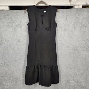 Milly Black Silk Blend Sleeveless Keyhole Midi Dress Size‎ 0 Minimalist